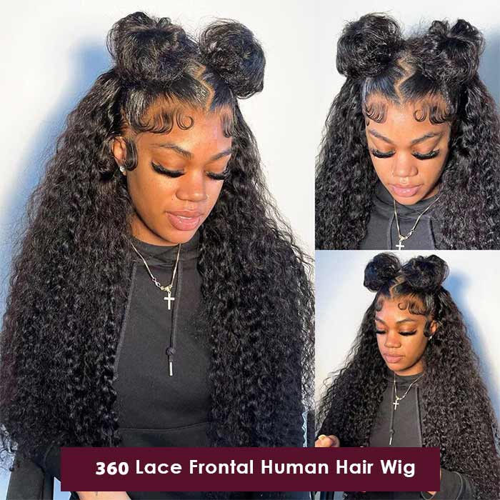 [Flash Deal] 360 Lace Frontal Wig Kinky Curly / Deep Wave 100% Human Hair