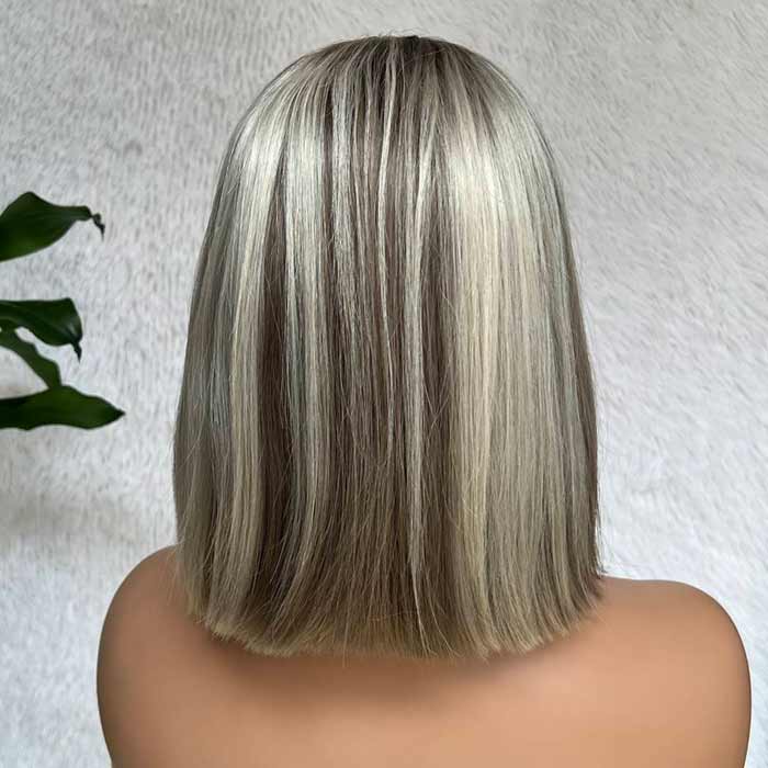 Platinum Highlight Bob 5x5 13x4 HD Lace Wigs Straight Human Hair