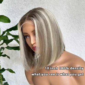 Platinum Highlight Bob 5x5 13x4 HD Lace Wigs Straight Human Hair