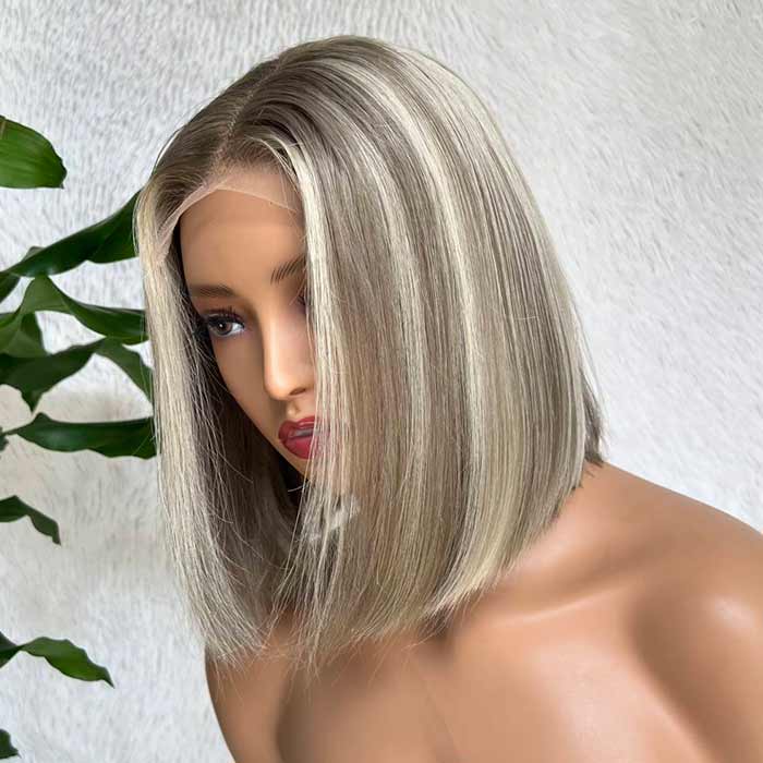 Platinum Highlight Bob 5x5 13x4 HD Lace Wigs Straight Human Hair