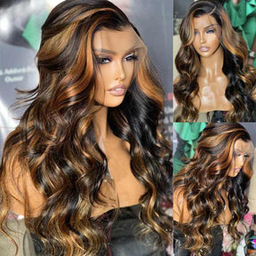 [Flash Deal] Brown Highlight Swiss Lace Wigs Body Wave Virgin Hair