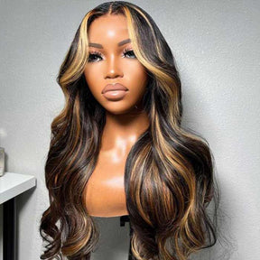 [Flash Deal] Brown Highlight Swiss Lace Wigs Body Wave Virgin Hair