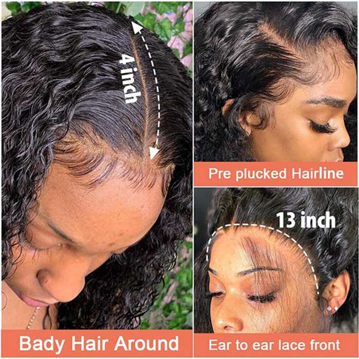 13x4 Lace Front Wigs Kinky Curly Human Hair HD Skin Melt Lace Wigs