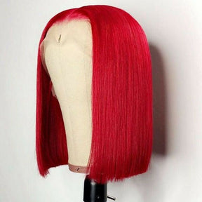 13x4 Transparent HD Lace Front Brazilian Remy Hair Straight Red Bob Wigs