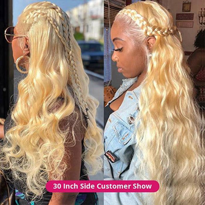 613 Blonde Body Wave Lace Front Wigs Pre Plucked Lace Human Hair Wigs For Women