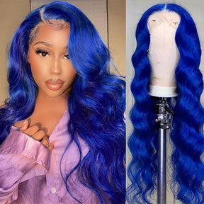 Blue Wig 13x4 4x4 Body Wave Lace Front Wig Transparent Lace Frontal Wig For Women