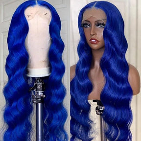 Blue Wig 13x4 4x4 Body Wave Lace Front Wig Transparent Lace Frontal Wig For Women