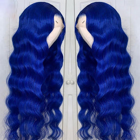 Blue Wig 13x4 4x4 Body Wave Lace Front Wig Transparent Lace Frontal Wig For Women