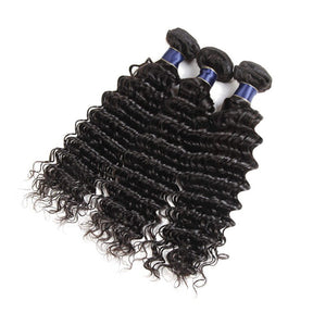 Deep Wave Hair 3 Bundles With 4x4 Lace Closure Best Virgin Human Hair