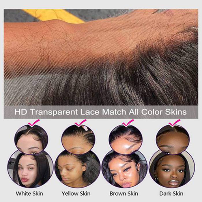 HD Invisible Lace Closure Wigs Straight Hair Glueless Human Hair Wigs