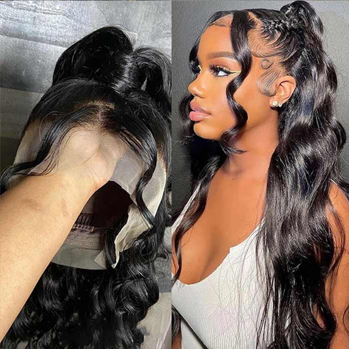 HD Transparent Full Lace Frontal Human Hair Loose Deep Wave Wig