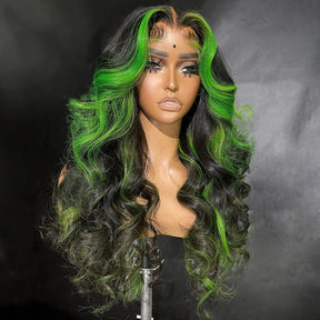 Highlight 13x4 Lace Frontal Green Body Wave Brazilian 100% Human Hair Wigs