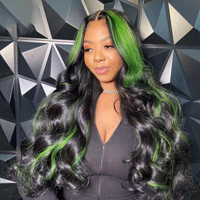 Highlight 13x4 Lace Frontal Green Body Wave Brazilian 100% Human Hair Wigs