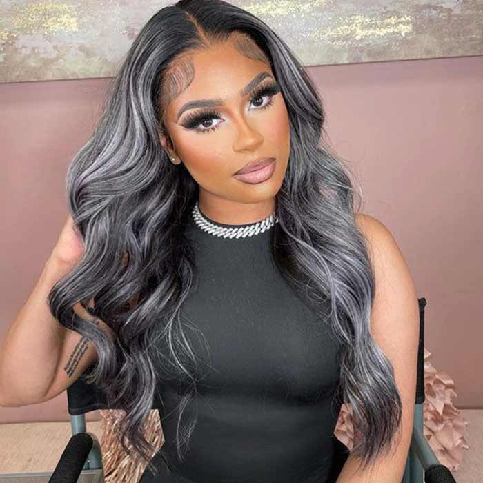 Highlights Body Wave Platinum Blonde Mixed Color Transparent HD Lace Human Hair Wigs