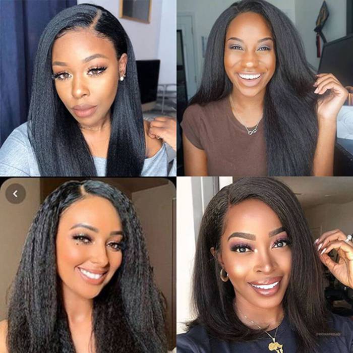 Kinky Straight 13x4 HD Transparent Lace Front Wig Natural Hairline Pre-Plucked