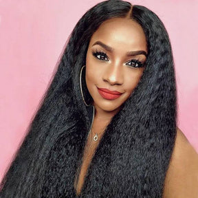 Kinky Straight 13x4 HD Transparent Lace Front Wig Natural Hairline Pre-Plucked