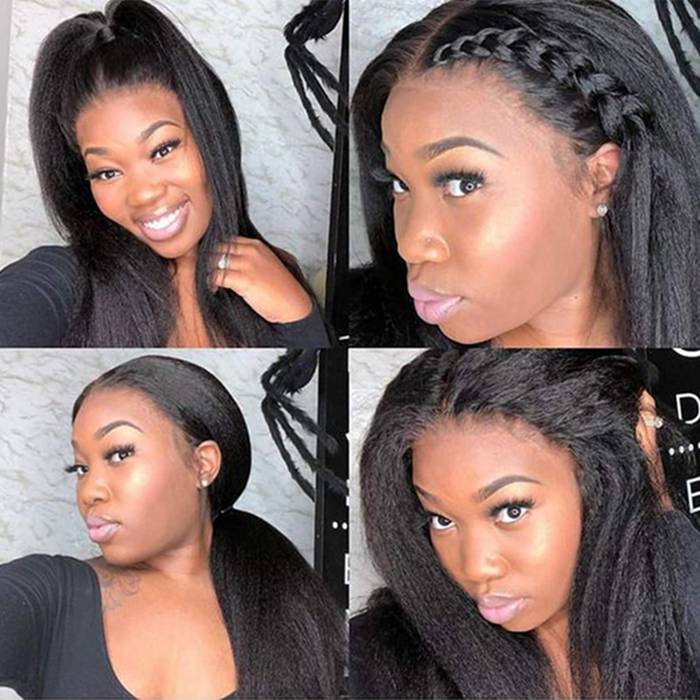 Kinky Straight 5x5 HD Lace Closure wig Natural Hairline Pre-Plucked