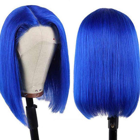 Mandisa Short Blue Straight 13x4 HD Transparent Lace Front Bob Wig