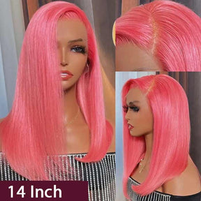 Mandisa Short Pink Straight 13x4 HD Transparent Lace Front Bob Wig